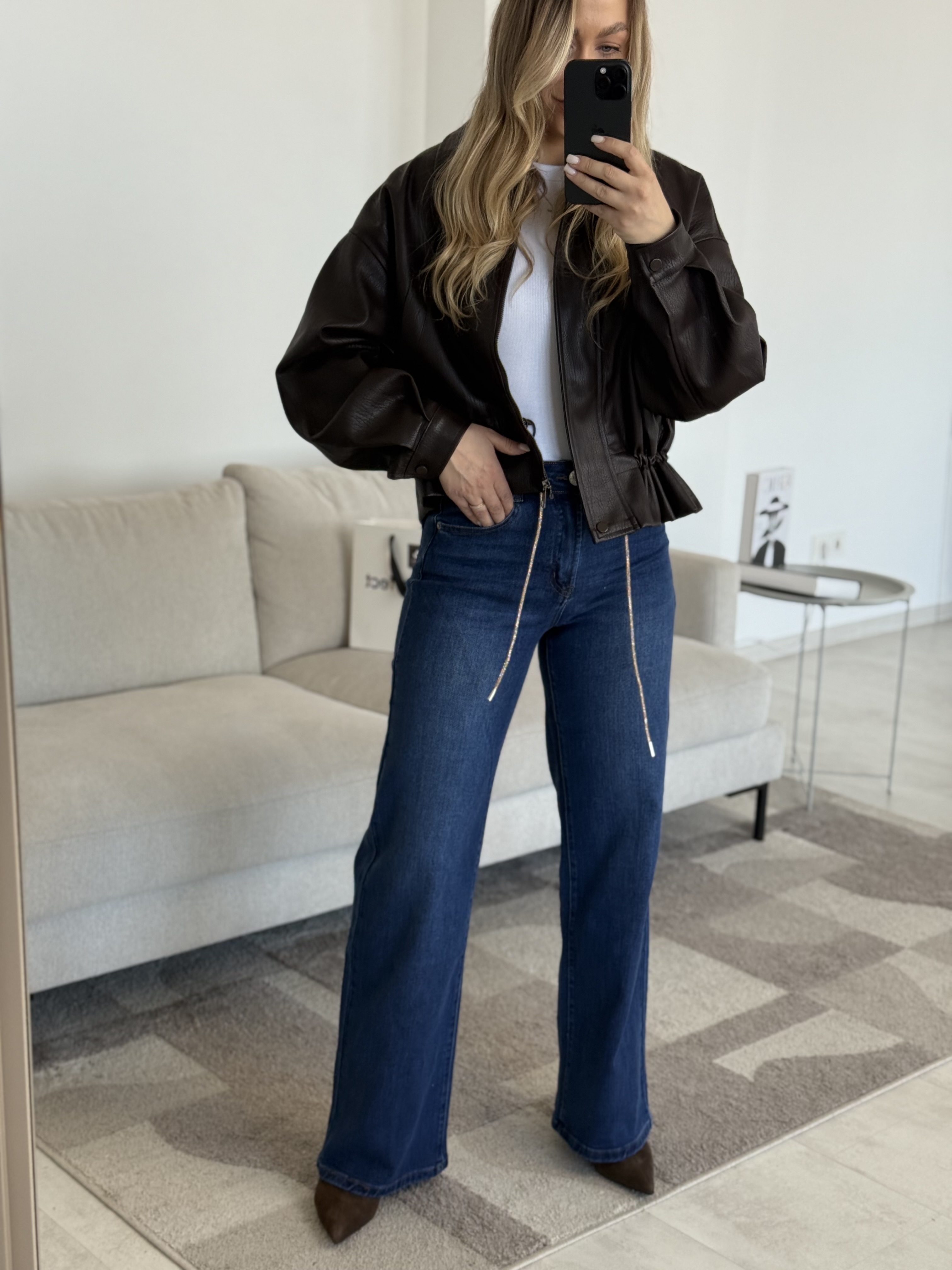 Tamsiai mėlyni platūs džinsai Casual | 245