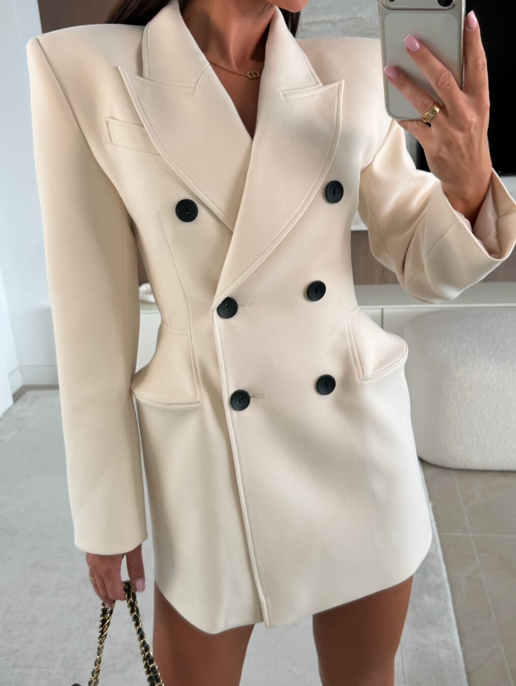 Formuotas švarkas suknelė | White