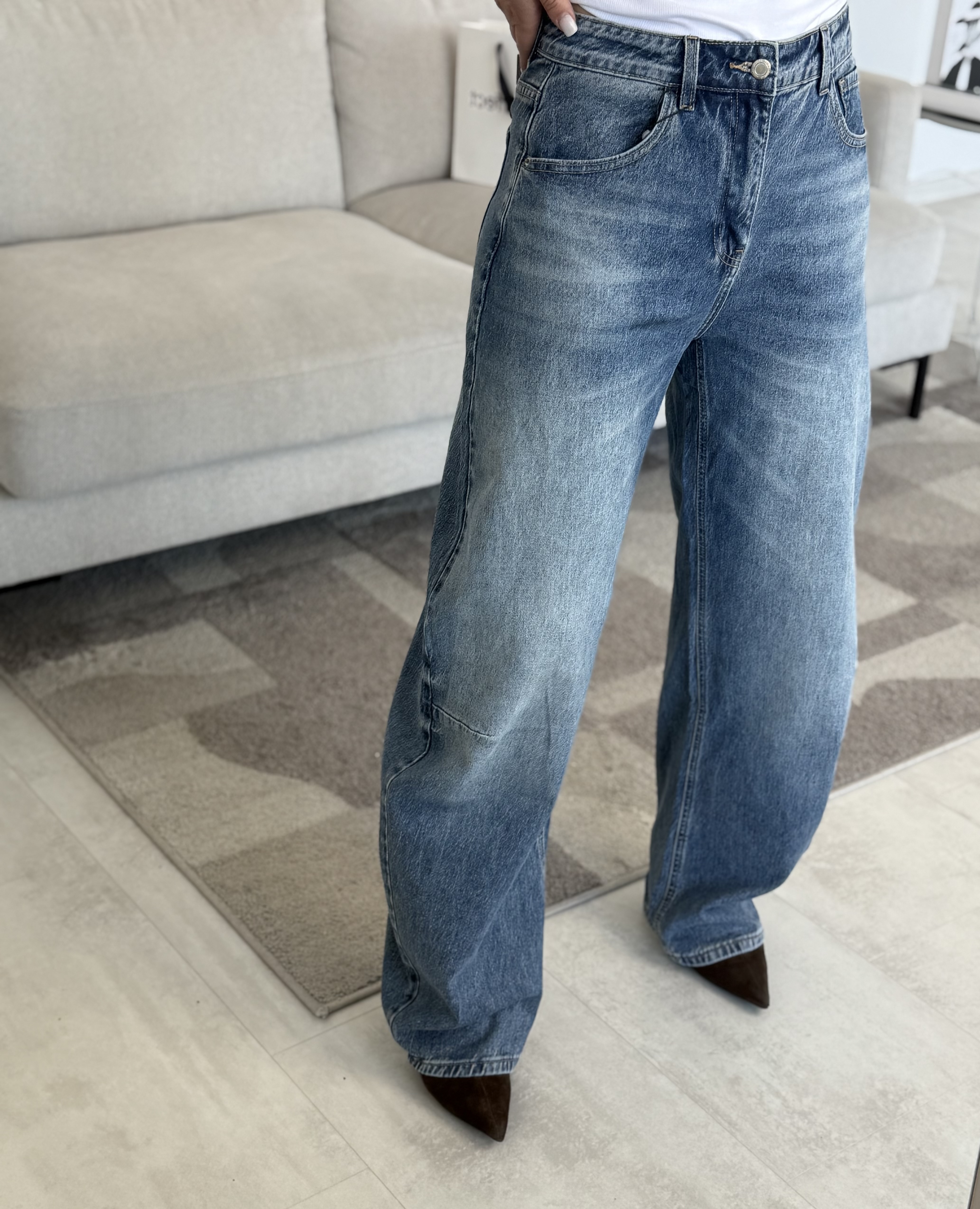 Melsvi džinsai Barrel full lenght | 195