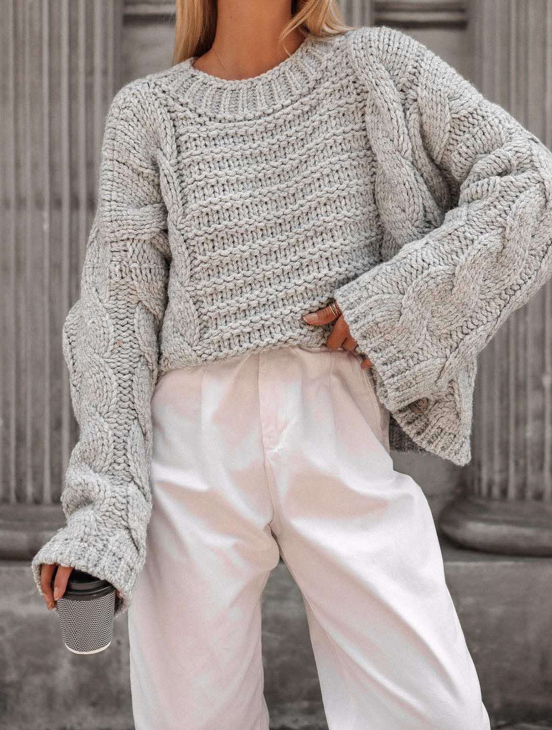 Moteriškas megztas jaukus megztinis snow