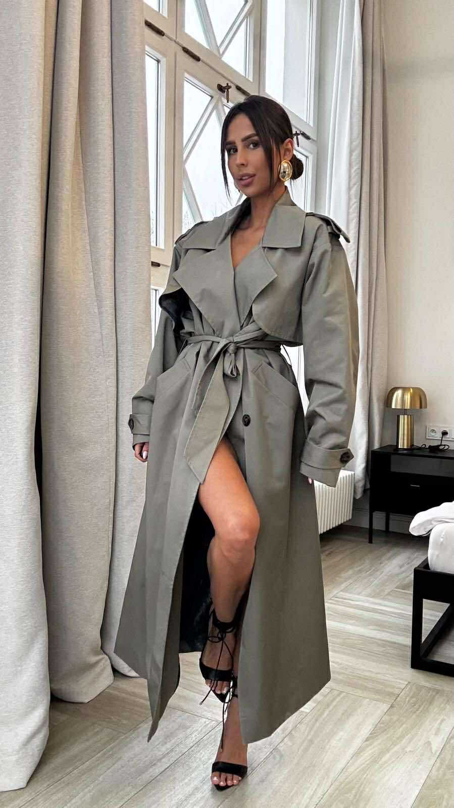 Moteriškas lietpaltis | Khaki aesthetic 