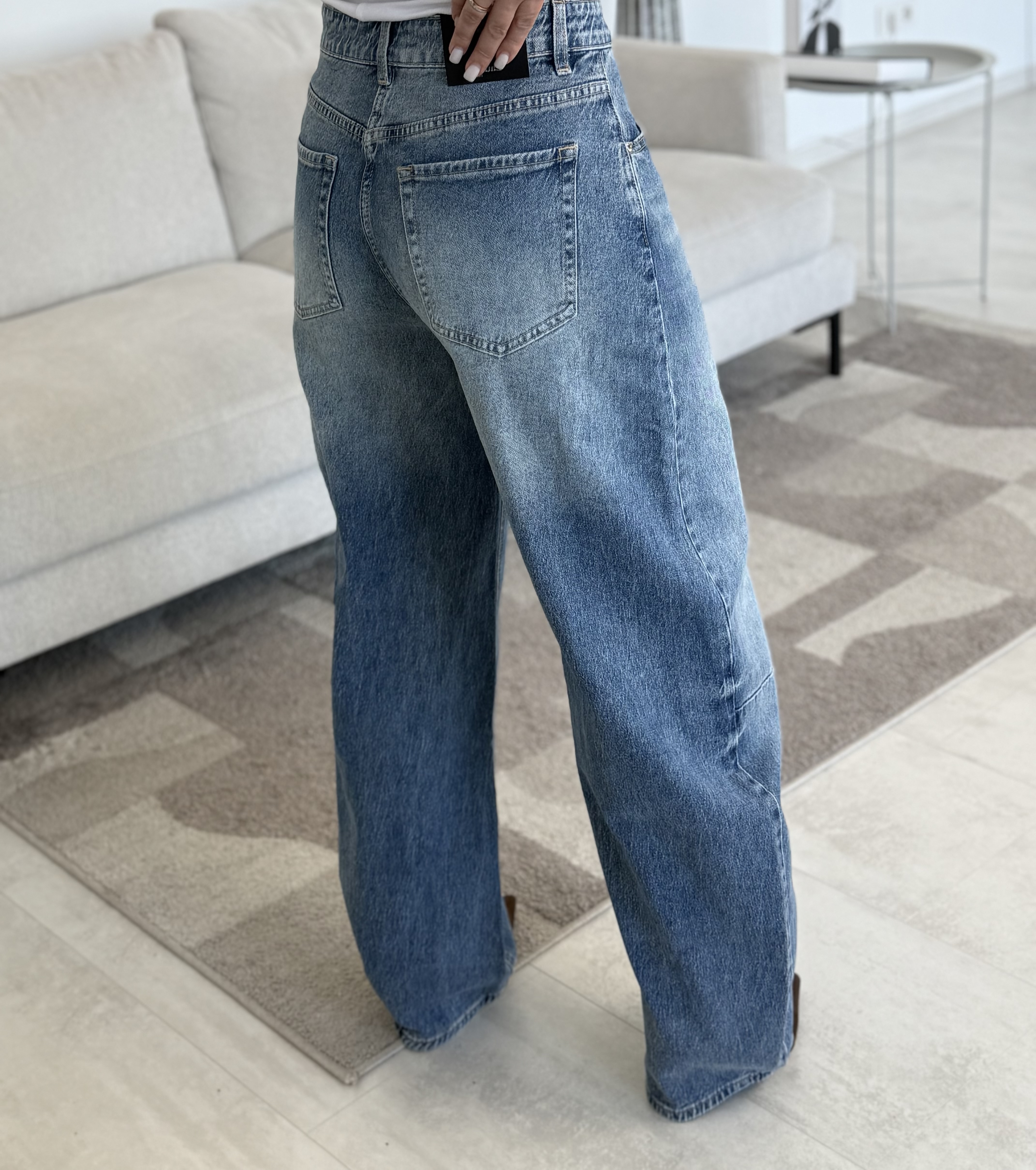 Melsvi džinsai Barrel full lenght | 195