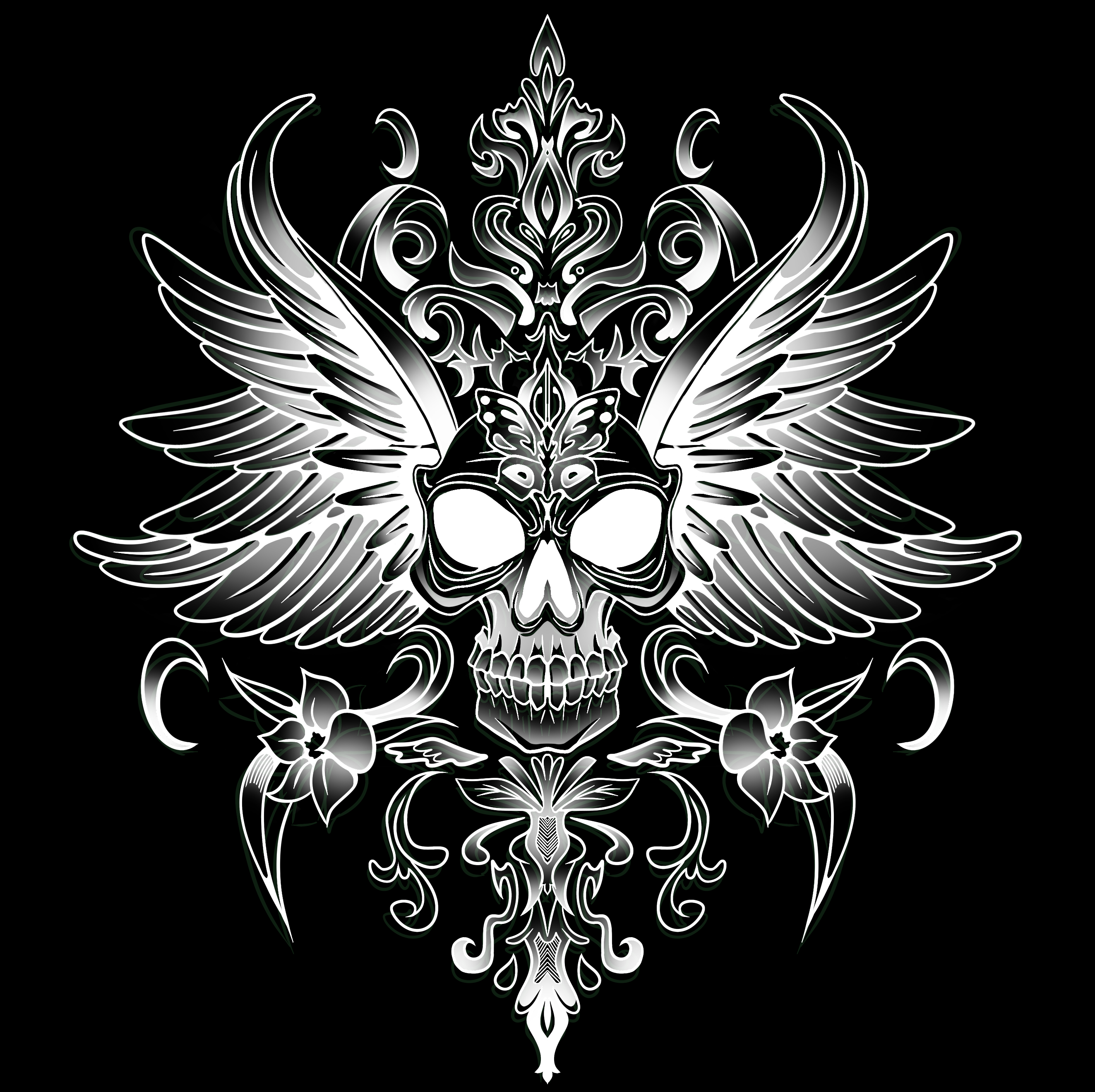 Cyber Skull Wing Print