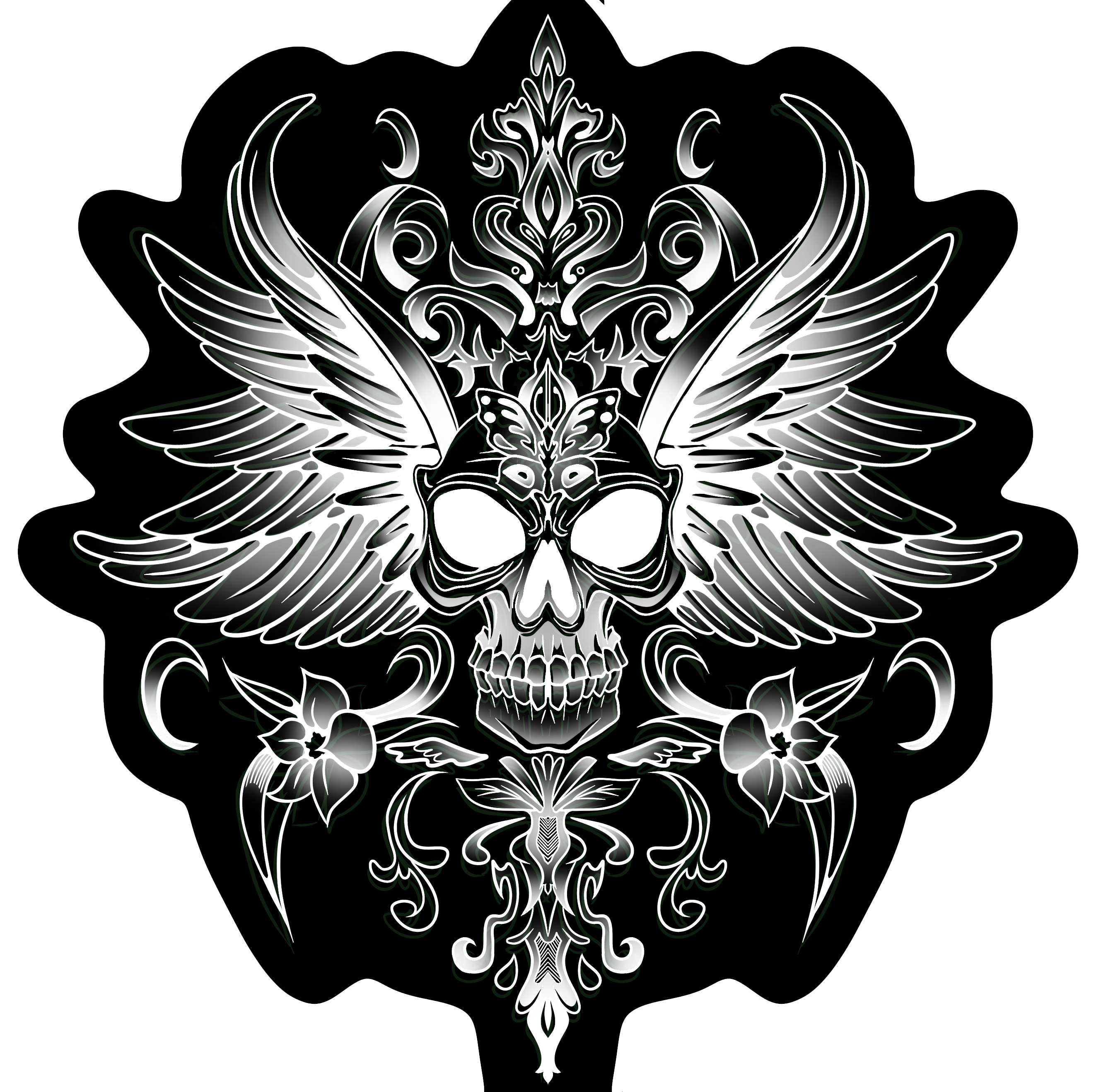 Cyber Skull Wing Sticker