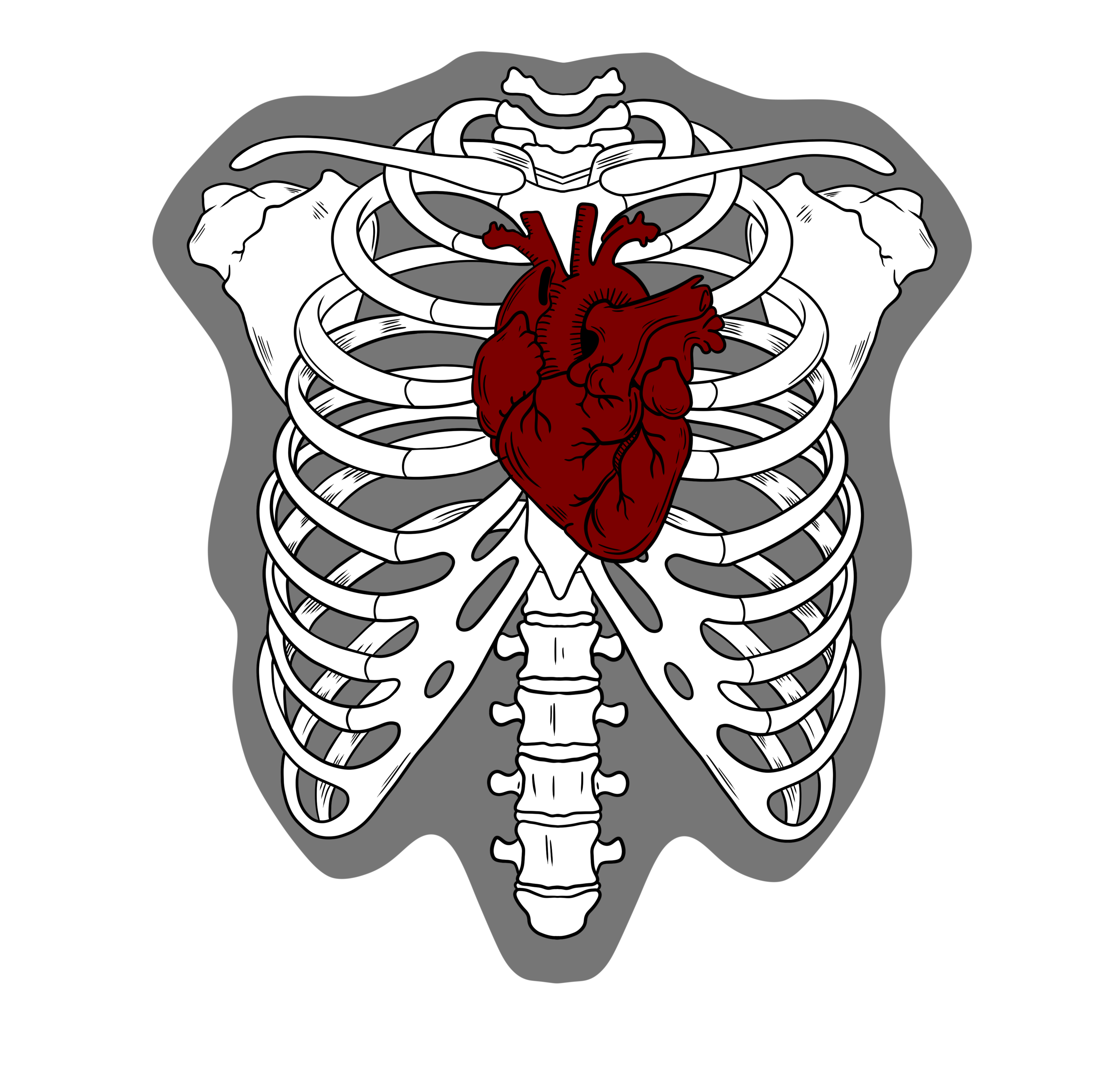 Ribcage + Heart Sticker!