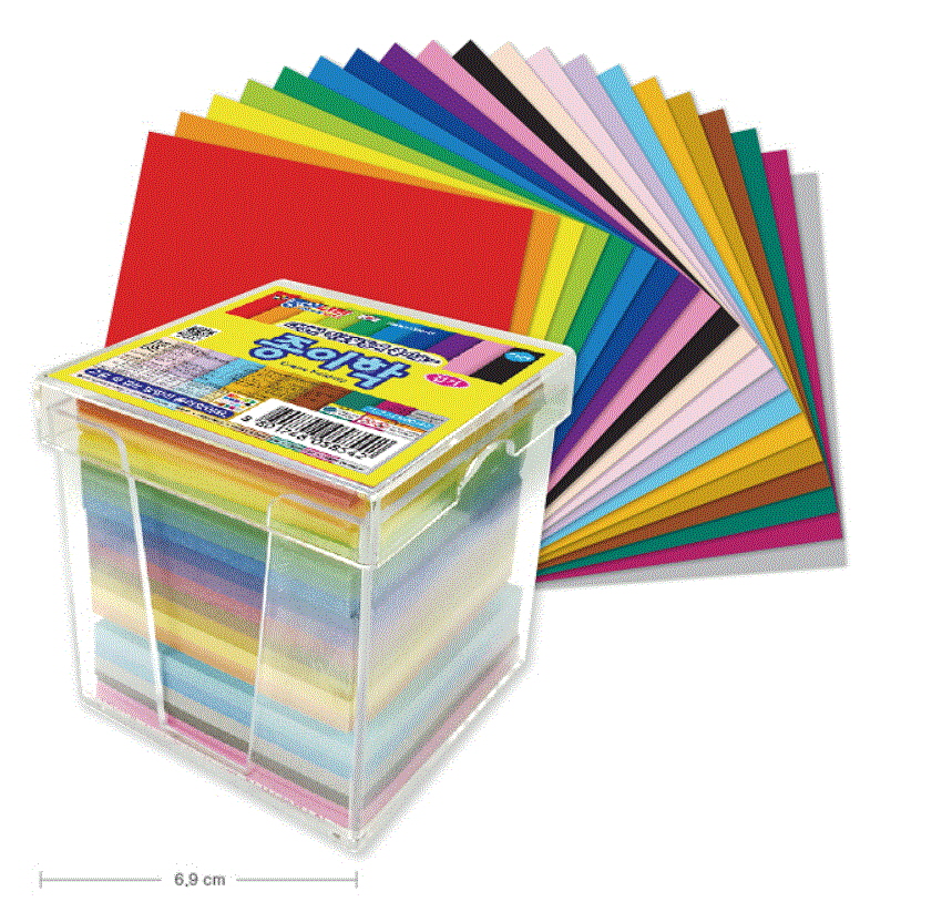 One Thousand Cranes Folding Paper in a Plastic Box | Mixed Colours 6.9cm x 6.9cm