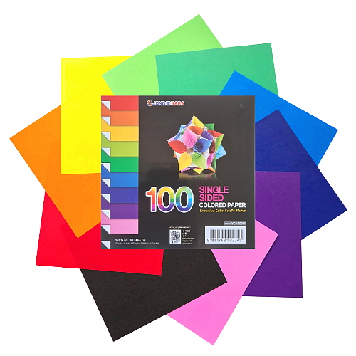 100 Sheets Origami Paper | Single Sided | 10 Colours | 15cm X 15cm | 65gsm 