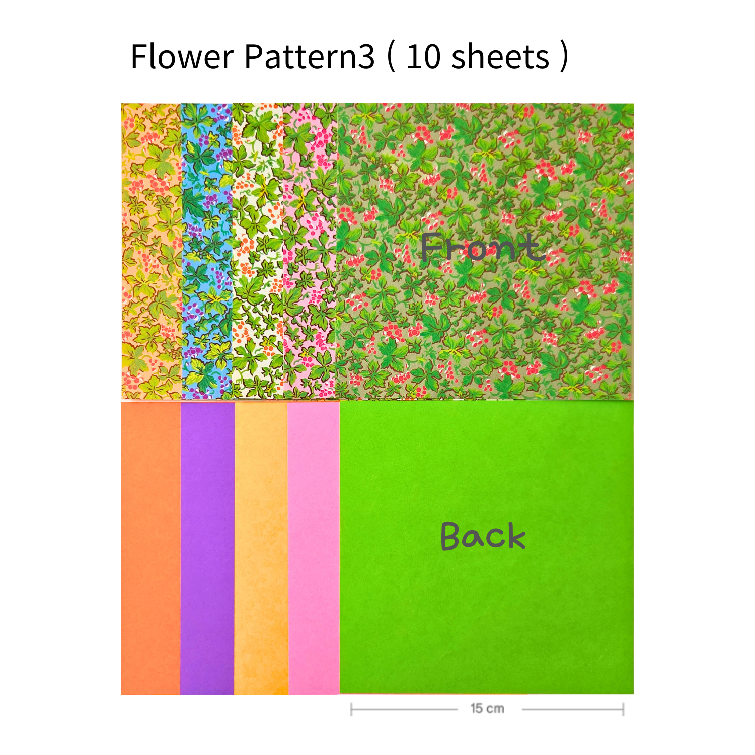 Pattern Collection Origami Paper 1 | Double Sided  | 15cm X 15cm | 40 Colours | 40 Sheets | 60gsm 