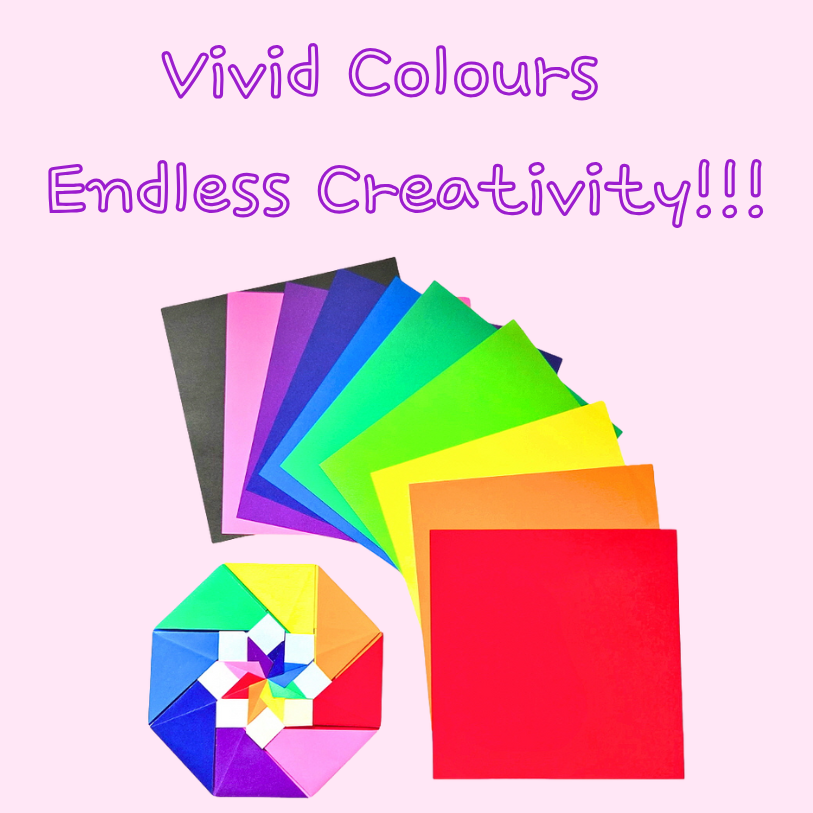 100 Sheets Origami Paper | Single Sided | 10 Colours | 15cm X 15cm | 65gsm 