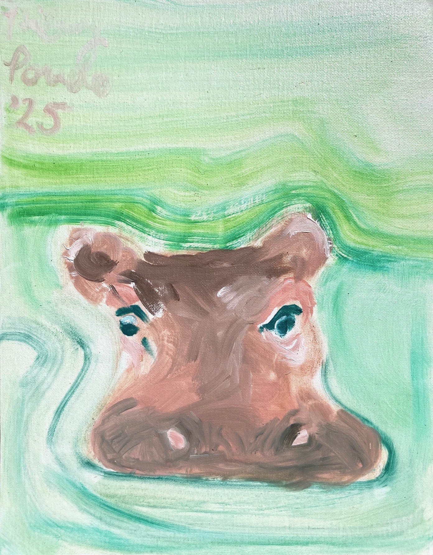 Hippo in Water Painting