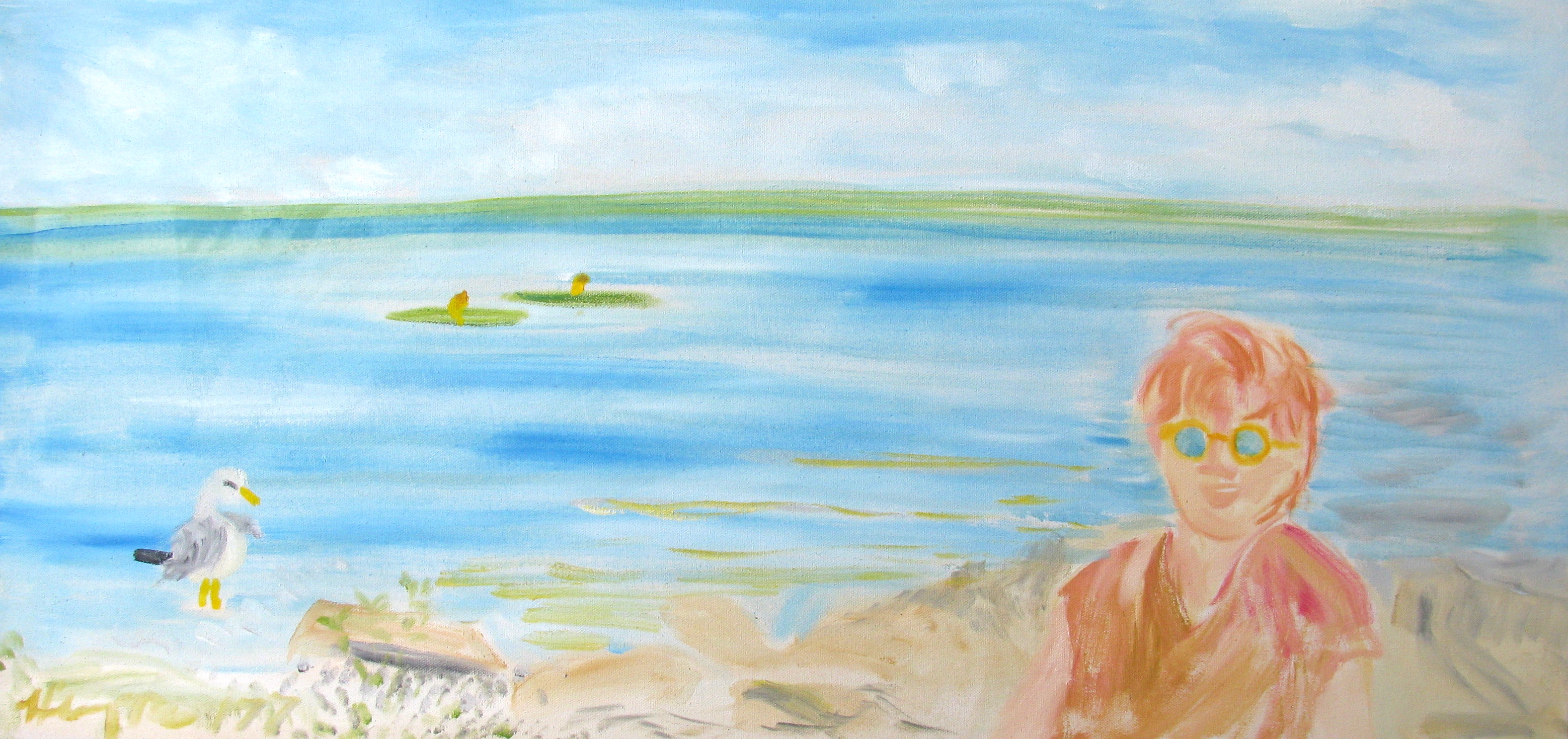 Hand-Painted Lakeside Landscape