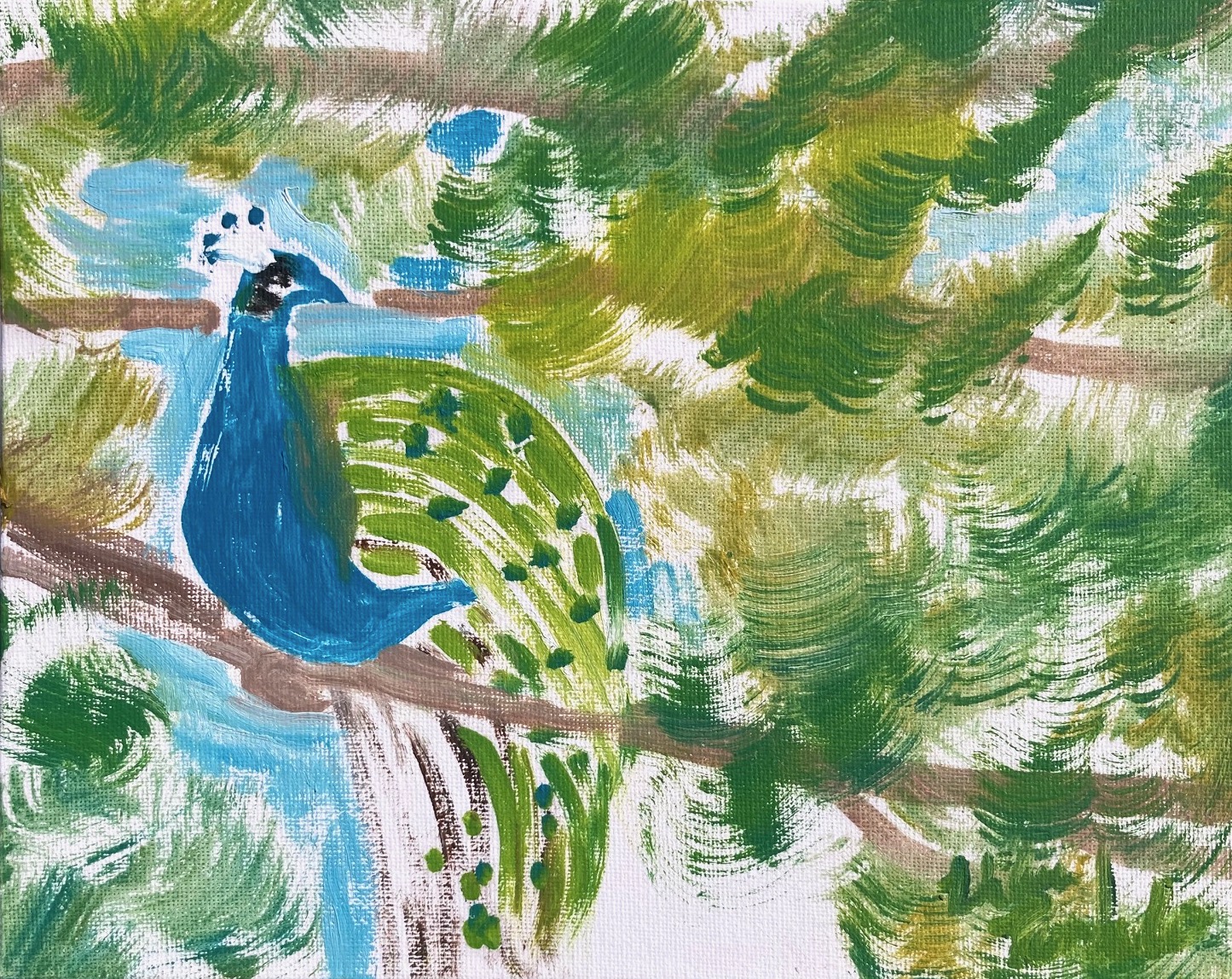 Male Peafowl in the Trees Painting