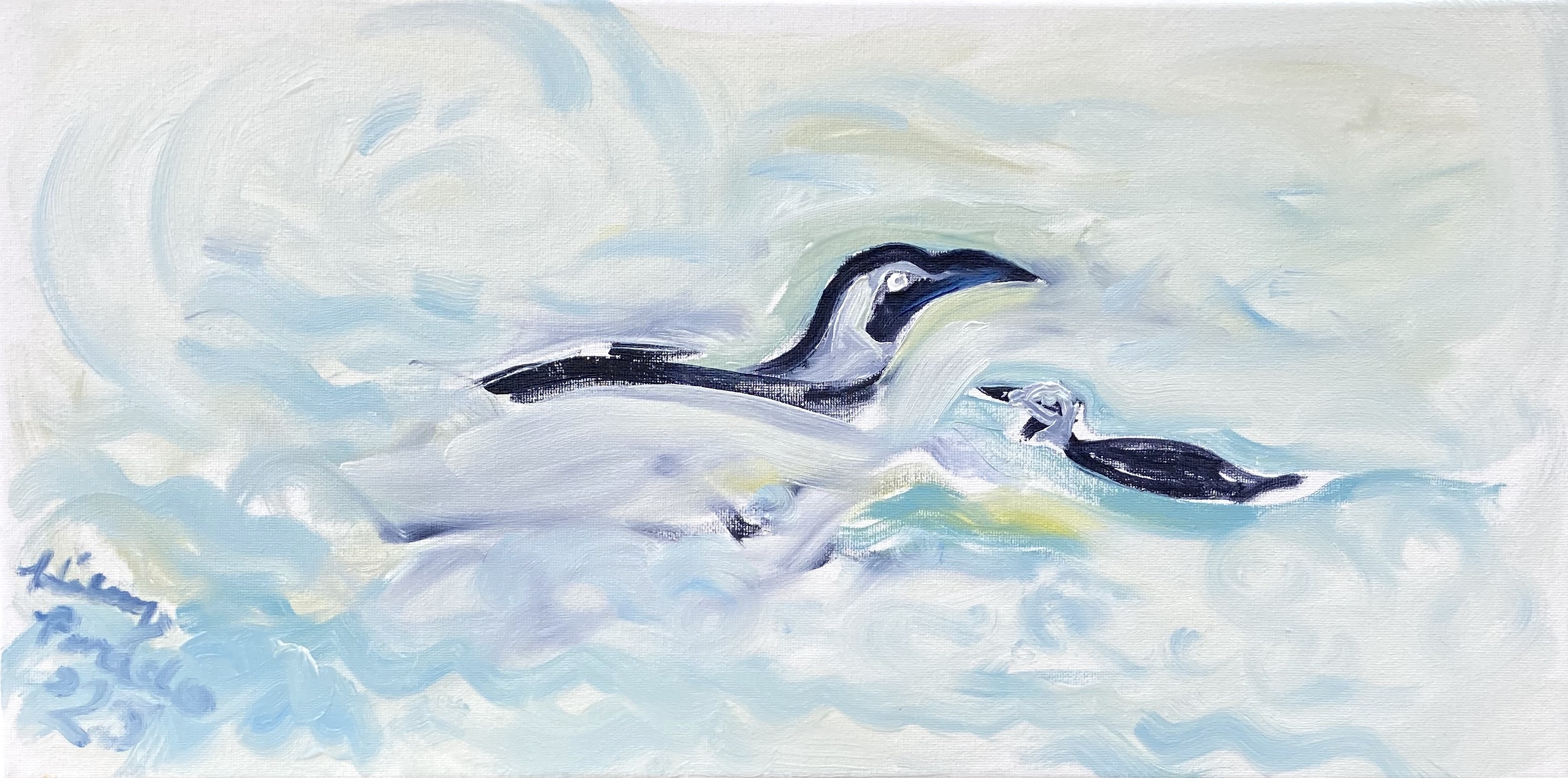 Penguin Swimming Artwork