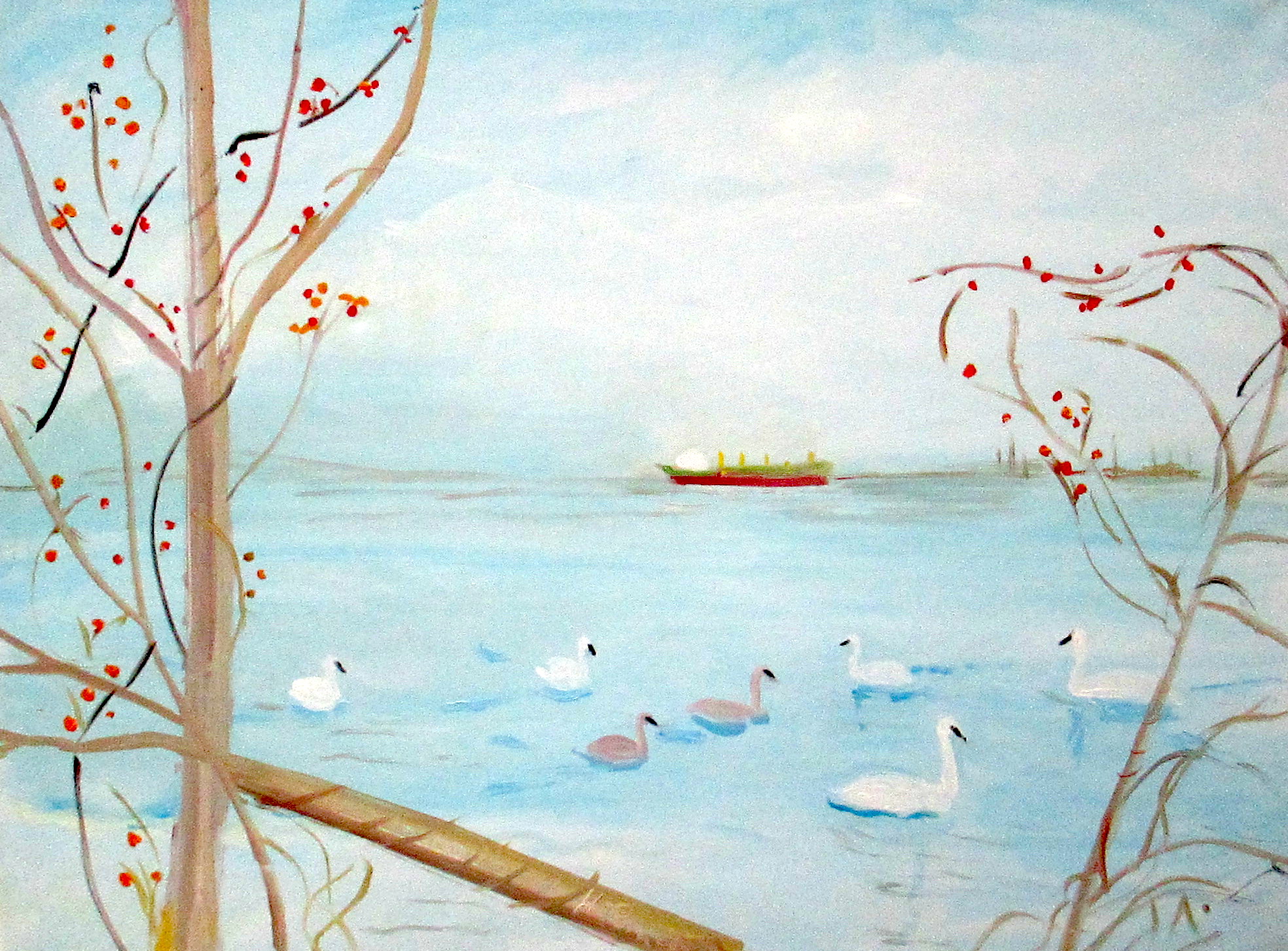 Seven Swans Swimming