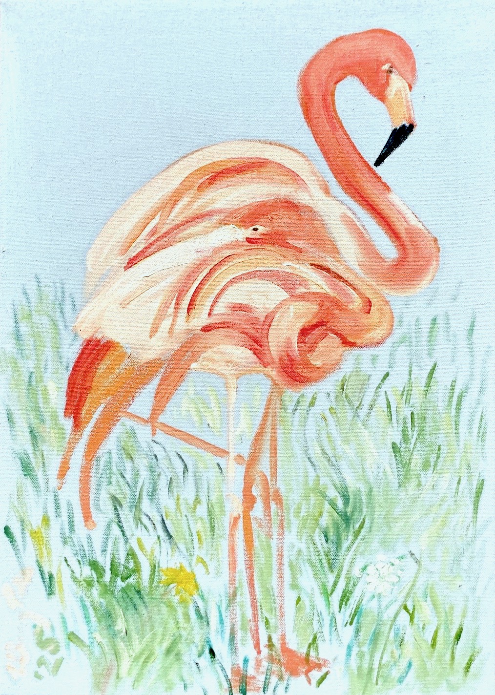 Hand-painted Flamingo Artwork