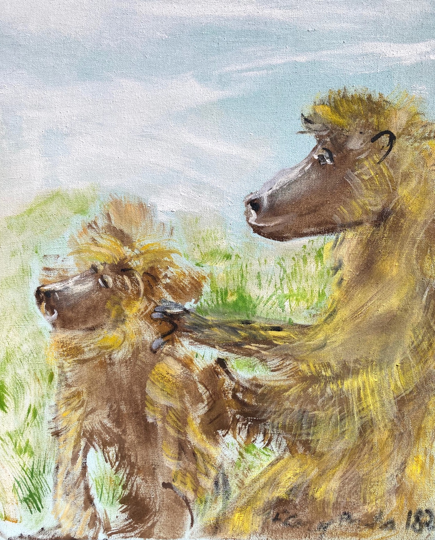Baboon Family Painting