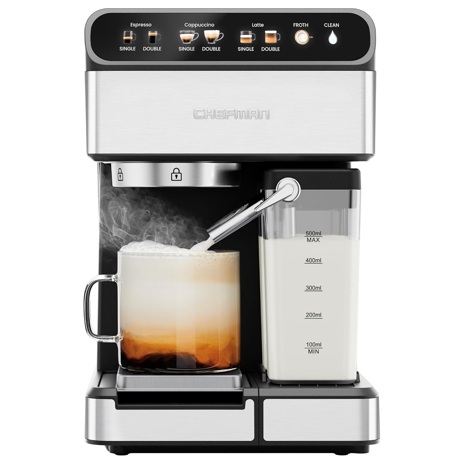 Chefman CaféMaster Cappuccino Machine – Removable Water Reservoir