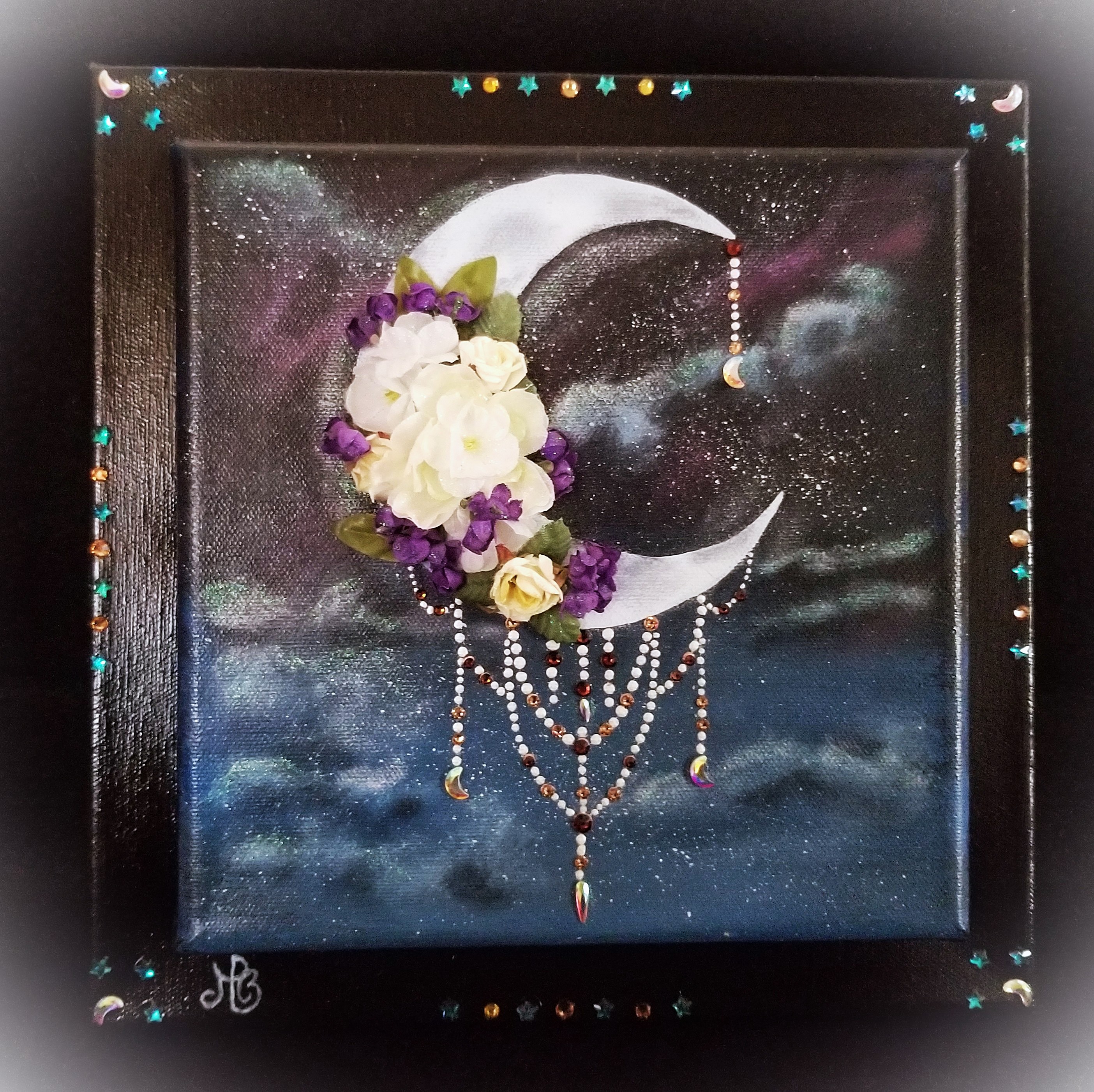 Floral Crescent Moon Wall Art