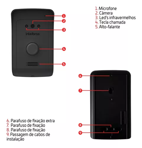 Video Porteiro Ivr 1010 Branco S/ instalação E Preto Intelbras 110V/220V 