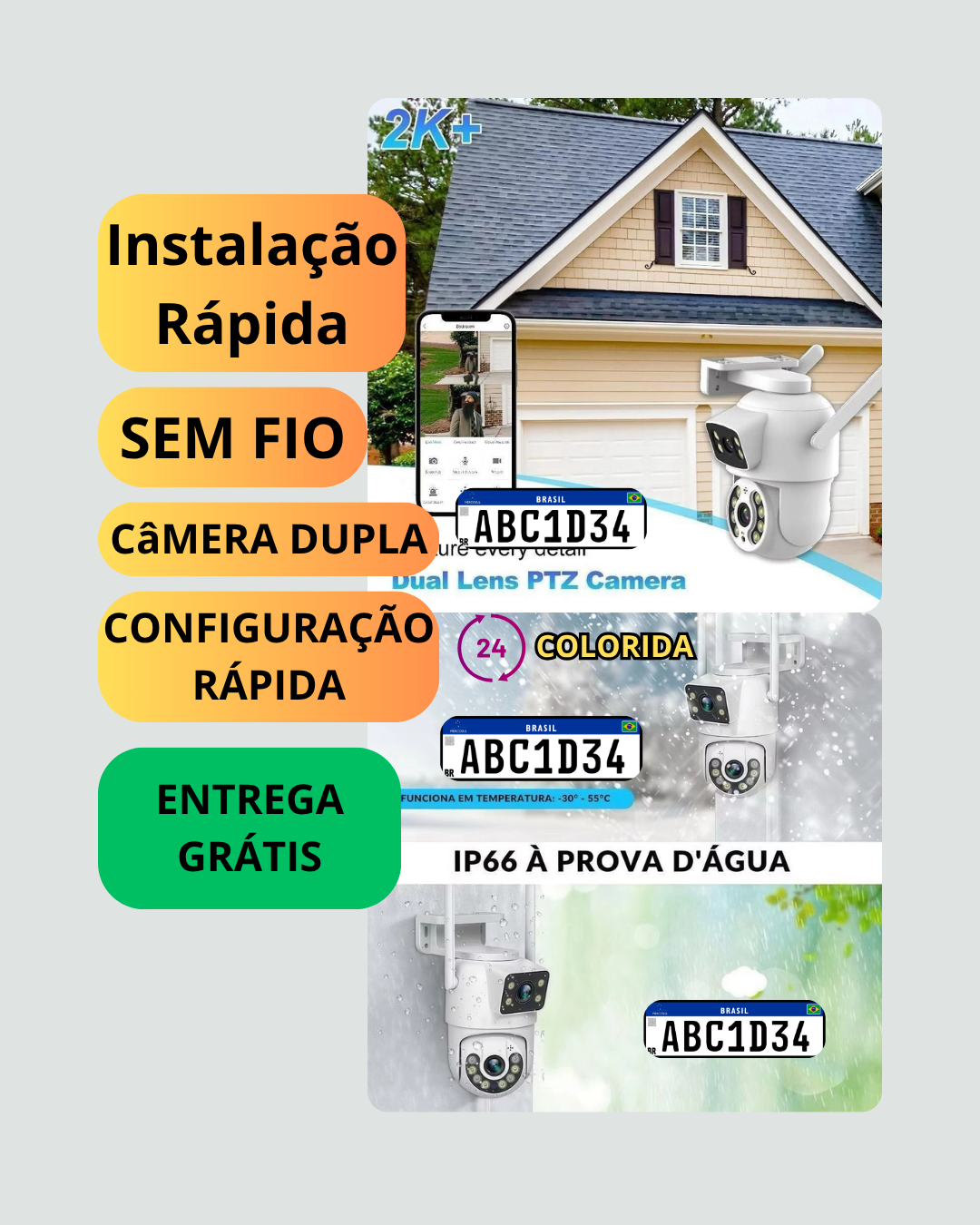 cameras wifi dubla  2 CÂMERAS EM 1