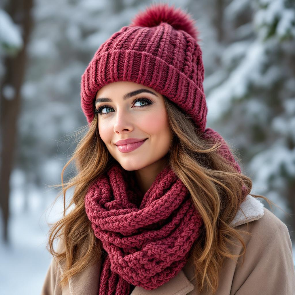 Knitted Winter Hat and Scarf Set