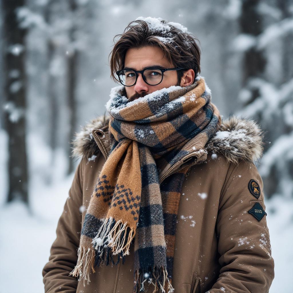 Plaid Winter Scarf Brown