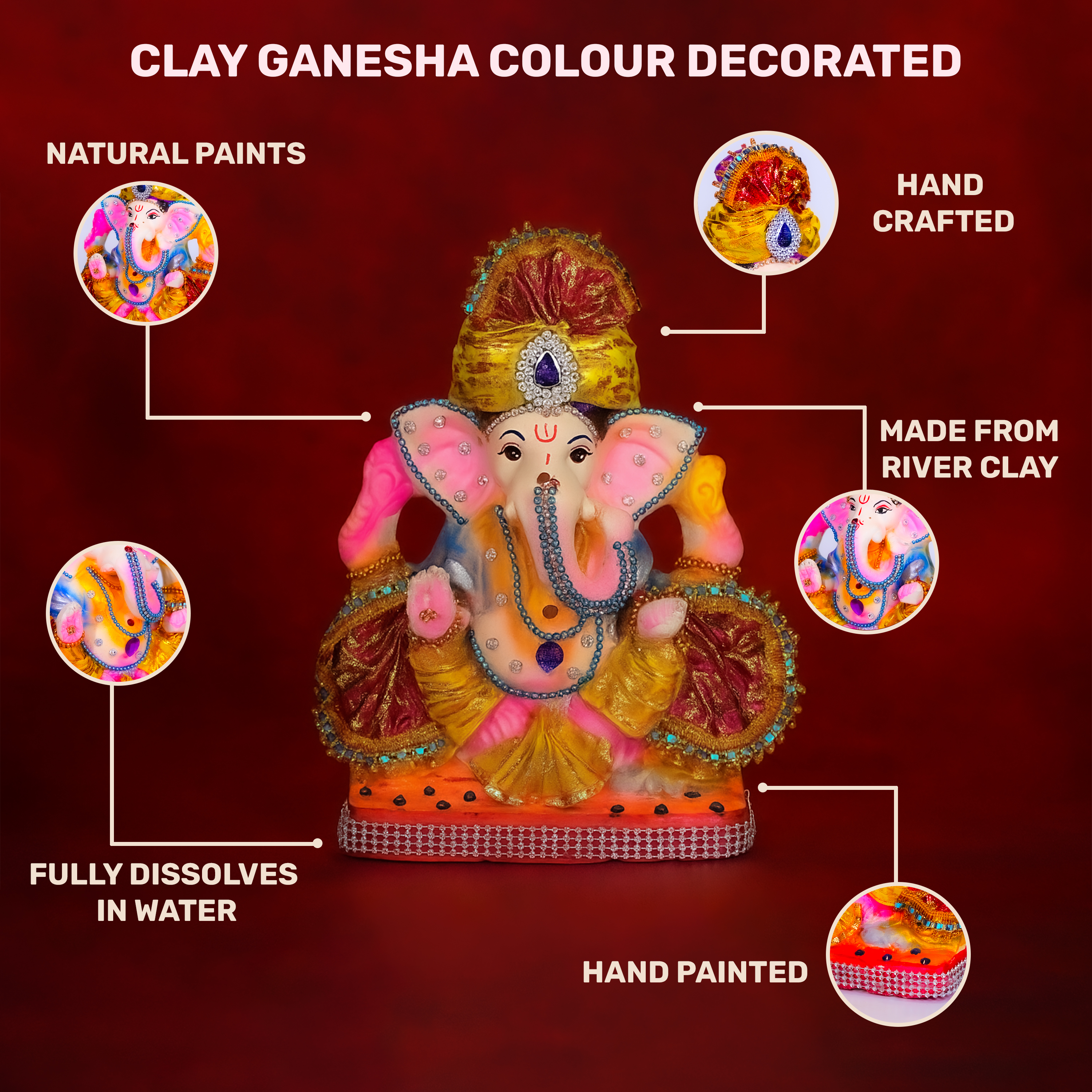 CLAY GANESHA COLOUR DECORATED