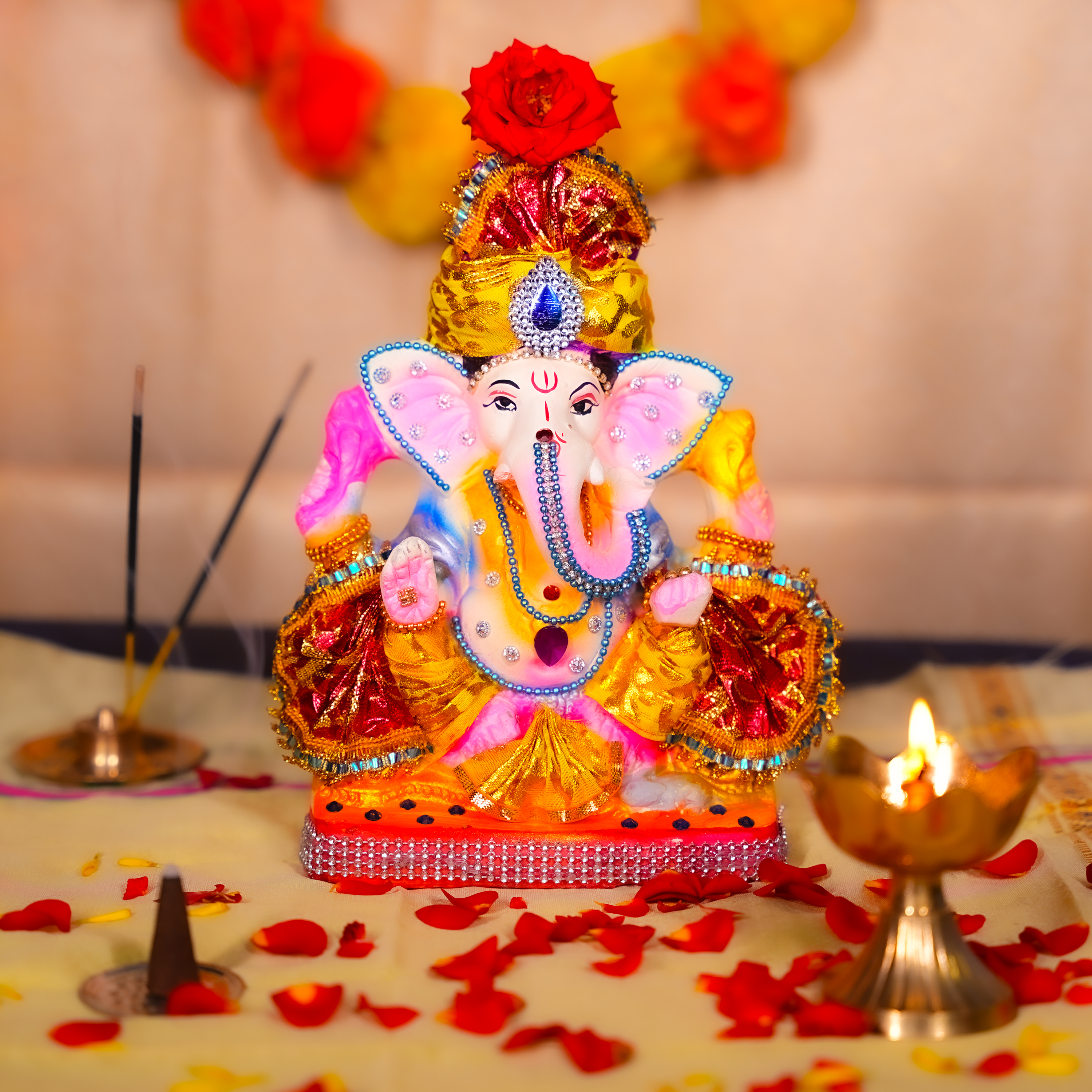 CLAY GANESHA COLOUR DECORATED