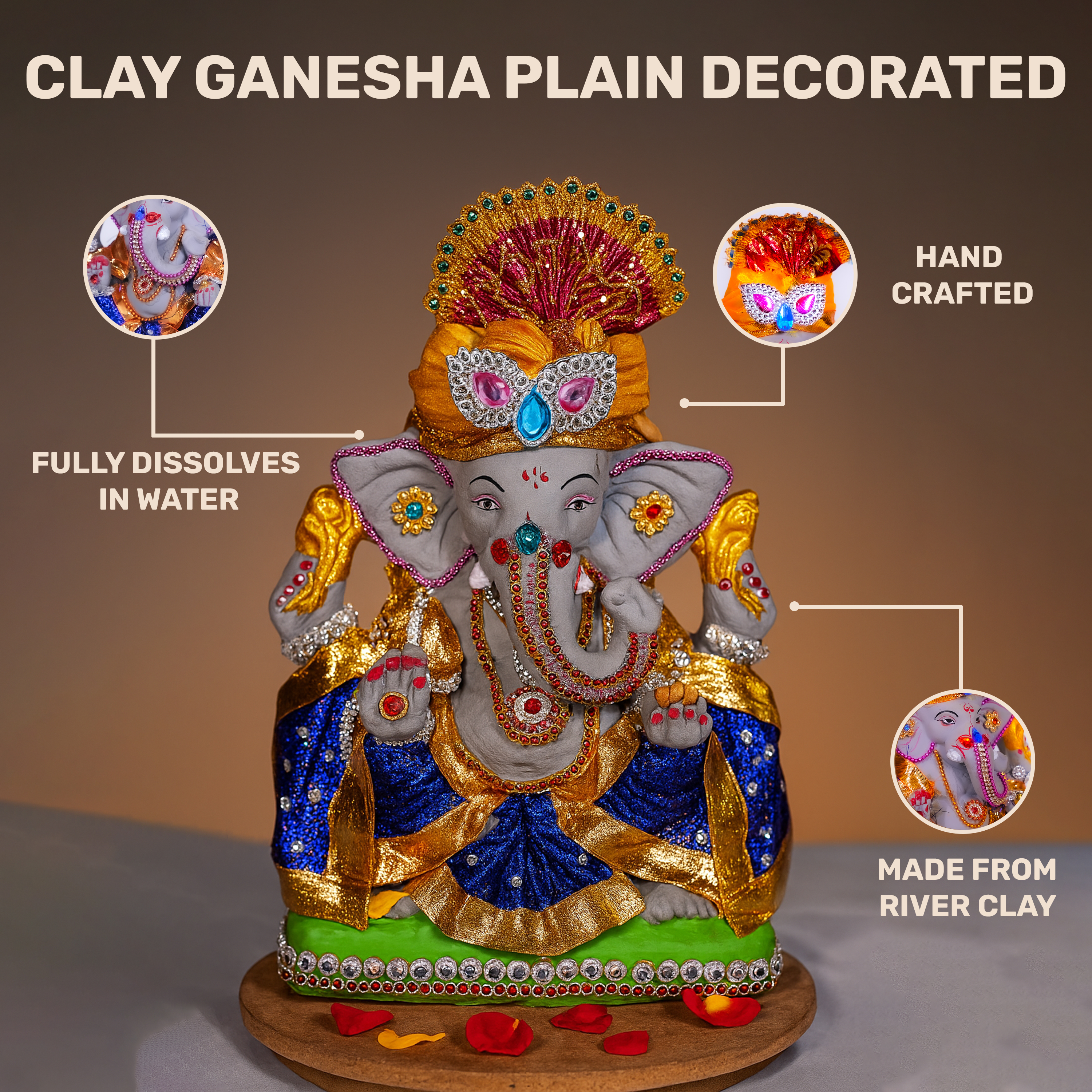 CLAY GANESHA PLAIN DECORATED