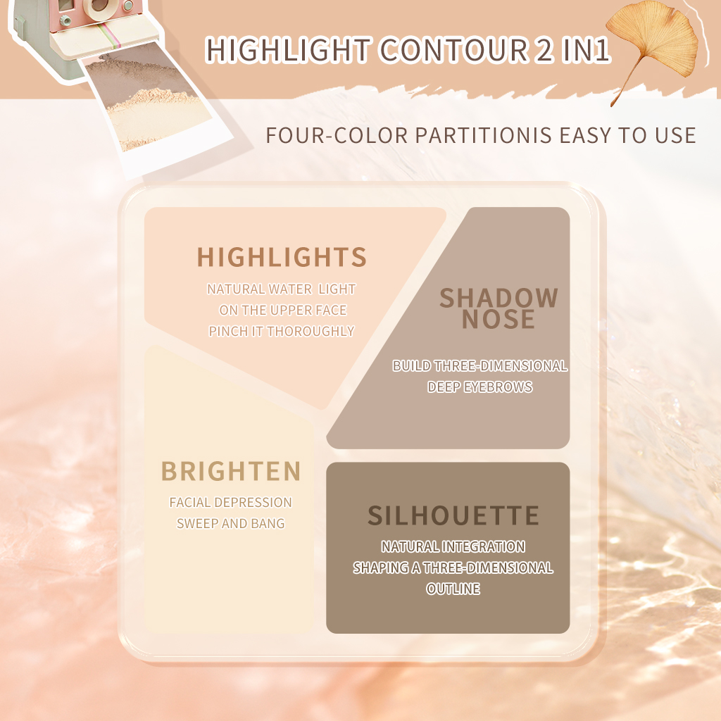 [BPOM]GOGO TALES contour dan highlighter palette nose shadow powder makeup wajah glowing look soft glitter silky 3D face matte shimmer finish cosmetic GT431