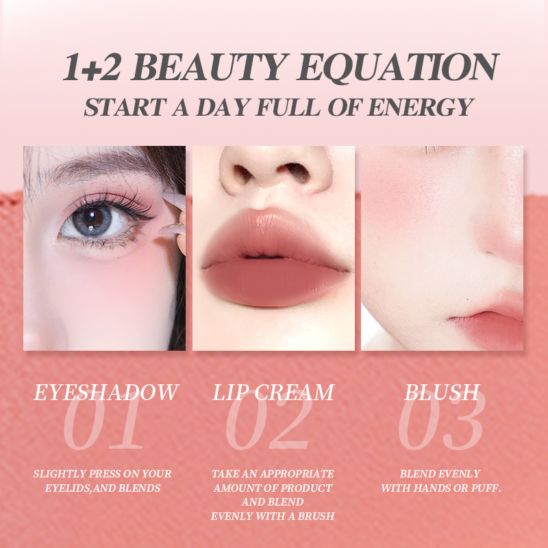 [NEW SHADES!]GOGO TALES Ice Lipmud Ball Velvet Lipstick Ice Lip Ball Matte Lipcream Eyeshadow Blush on 3 In 1 Tahan Lama Soft Pewarna Liptint Kosmetik Bibir Make Up Lipstik GT768