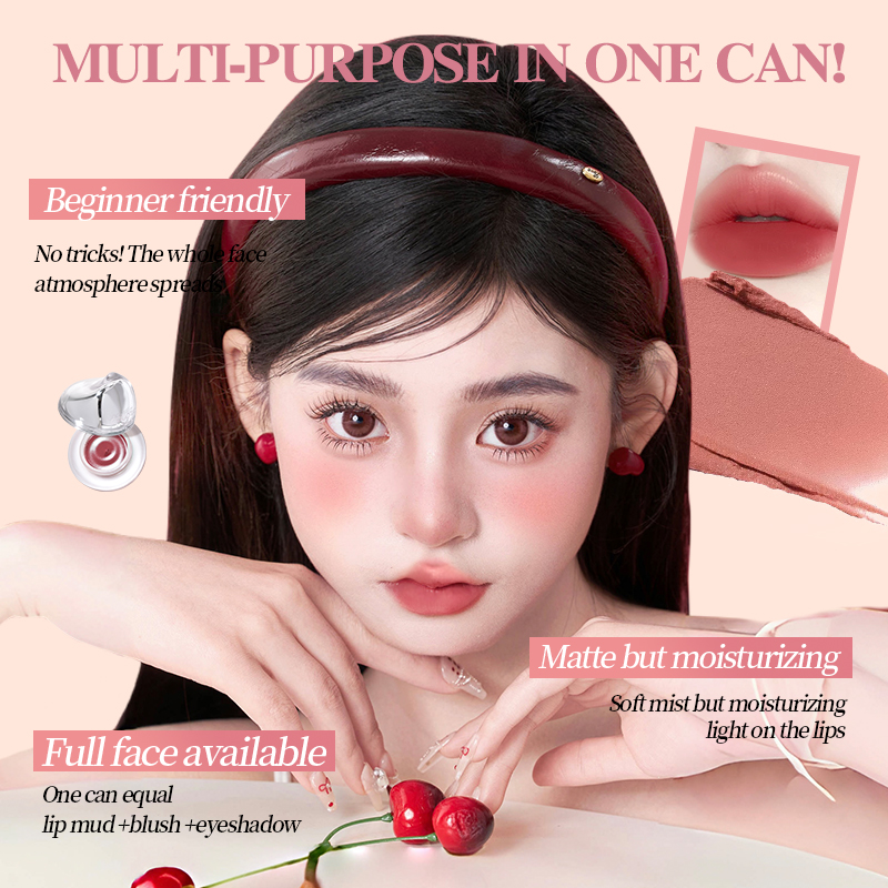 [NEW SHADES!]GOGO TALES Ice Lipmud Ball Velvet Lipstick Ice Lip Ball Matte Lipcream Eyeshadow Blush on 3 In 1 Tahan Lama Soft Pewarna Liptint Kosmetik Bibir Make Up Lipstik GT768