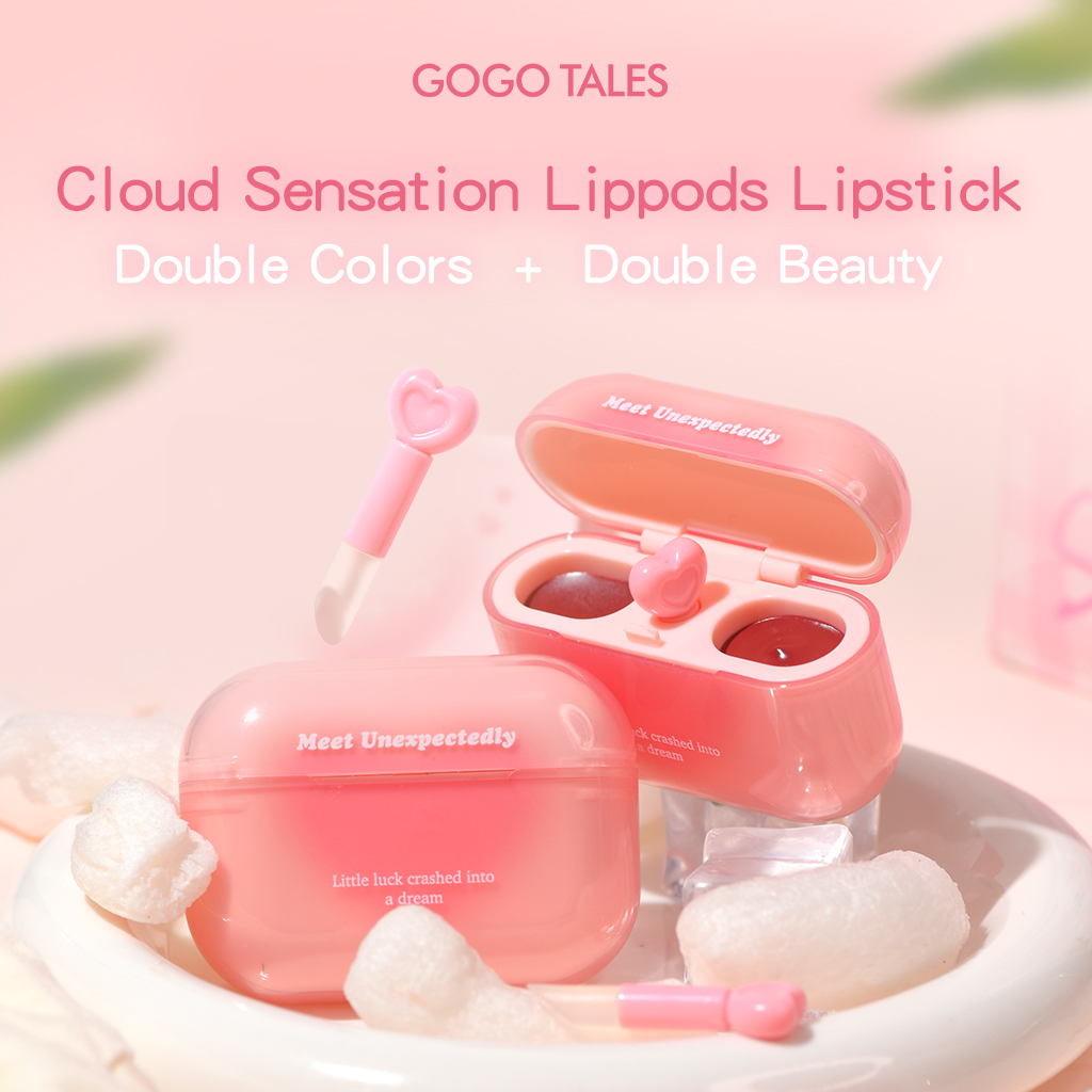 [BEST SELLER]GOGO TALES LipPods AirPods Lipstik Cloud Sense Dual Colour Lipcream Lip Matte Velvet Lipstick Make Up Lip Gloss Lip Tint Anak Sekolah GT621