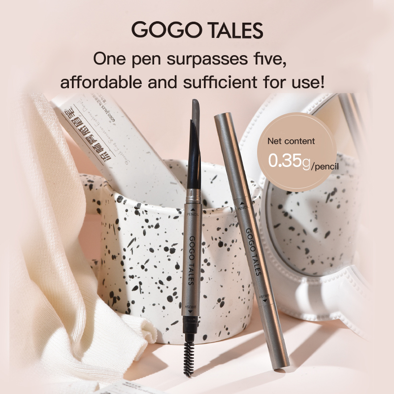 [BPOM]GOGO TALES eyebrow powder pensil alis waterproof dan tahan lama long-lasting makeup kosmetik brush 2 in 1 soft natural hair like strokes GT597
