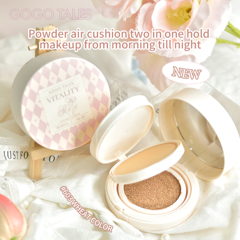 [BPOM]GOGO TALES Cushion Matte Finish Powder Foundation Setting 2-in-1 Concealer Moisturizing Lasting Wajah Cosmetic Loose Cover Compact Powder GT361