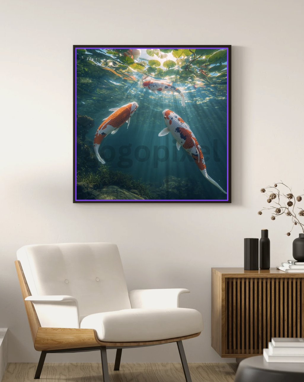 Underwater Koi Serenity | Square Digital Art Printable and Download