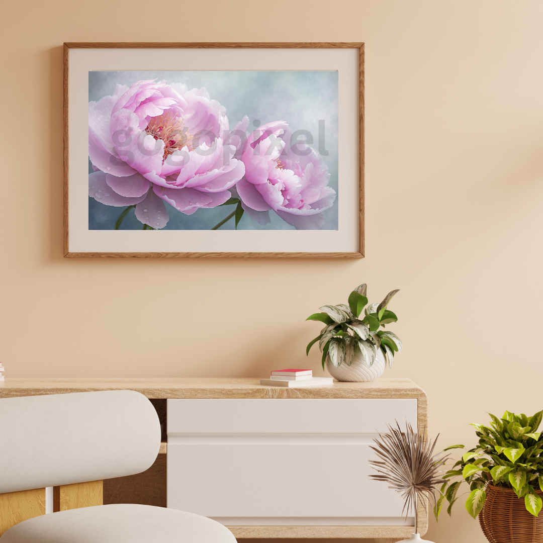 Pink Peonies Watercolour Style Art- Printable & Digital Download 