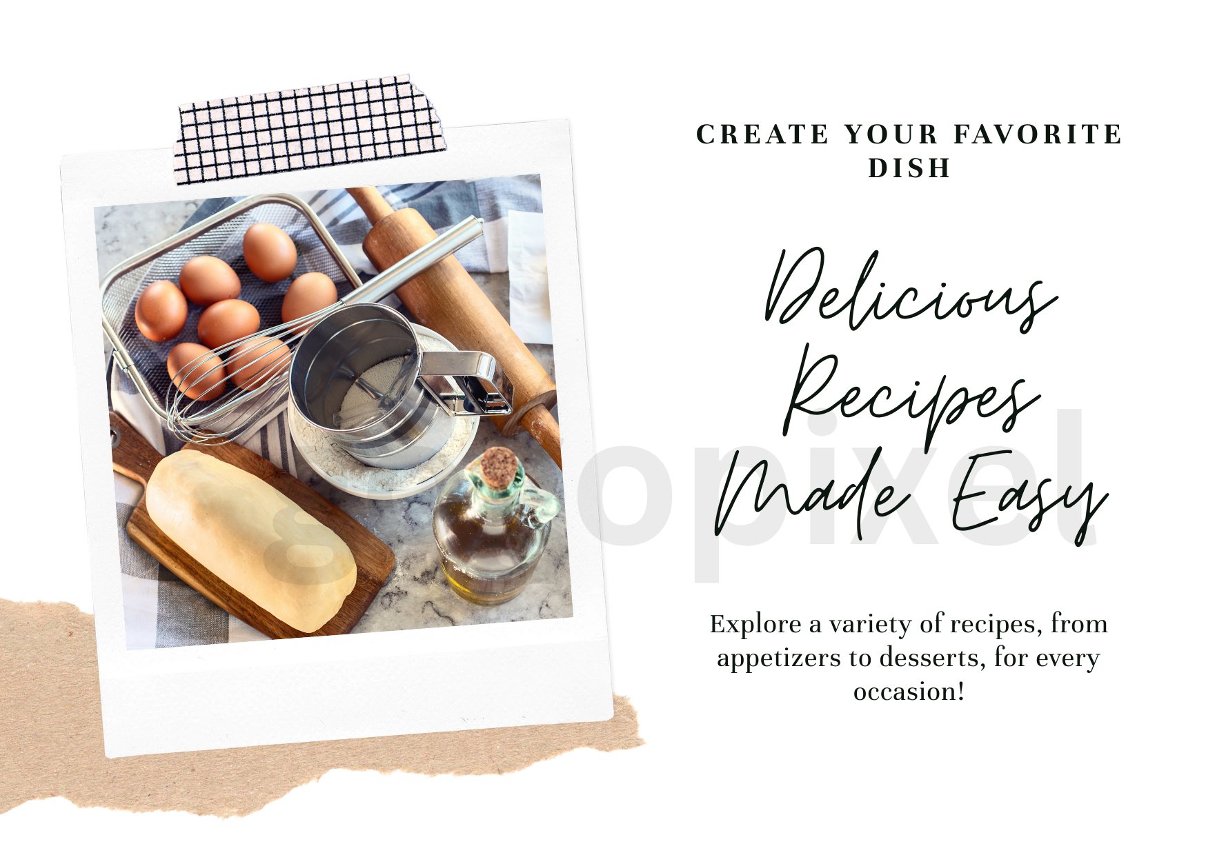 Elegant Recipe Book Cover Template - Editable and Printable