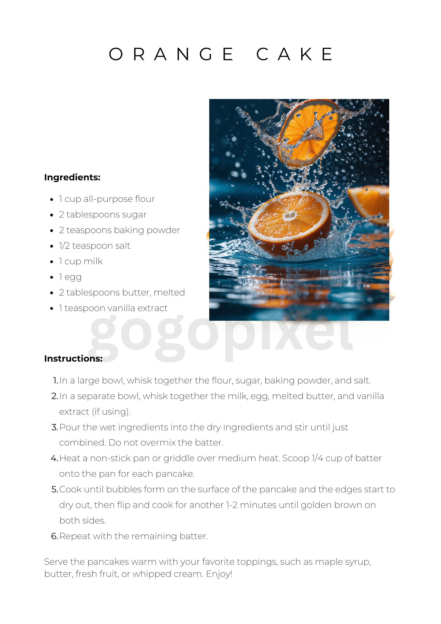 Vibrant Orange Splash - Printable and Digital Download