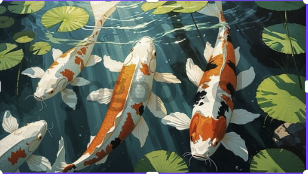 Koi Fish in a Serene Pond - Printable and Digital Download