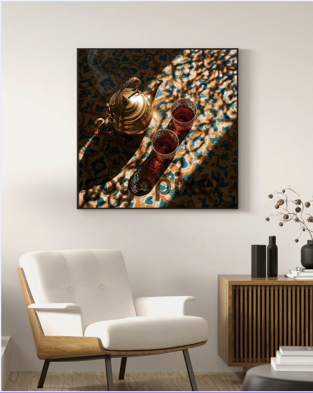 Traditional Brass Teapot Set -  Digital Art Print Download