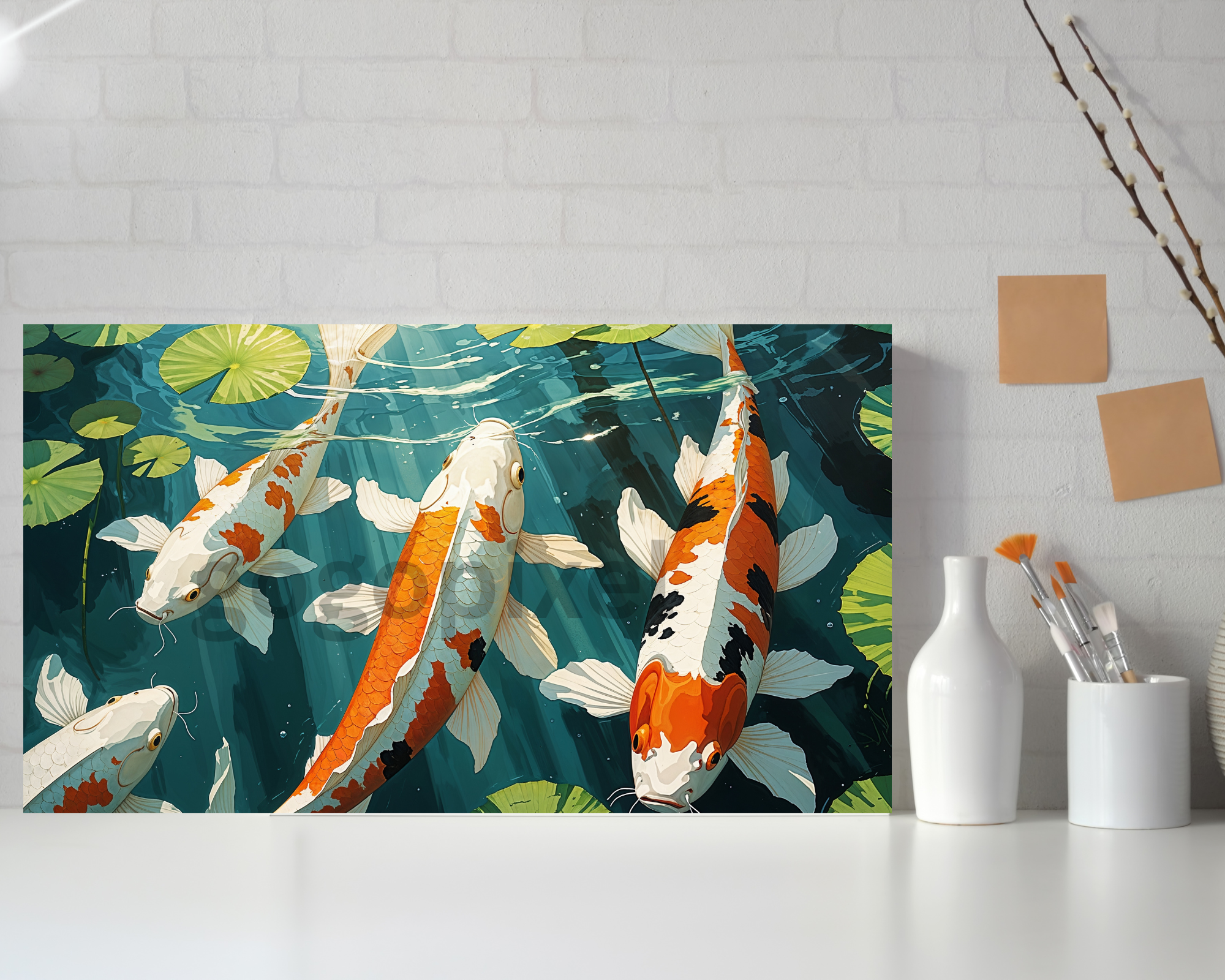 Koi Fish in a Serene Pond - Printable and Digital Download