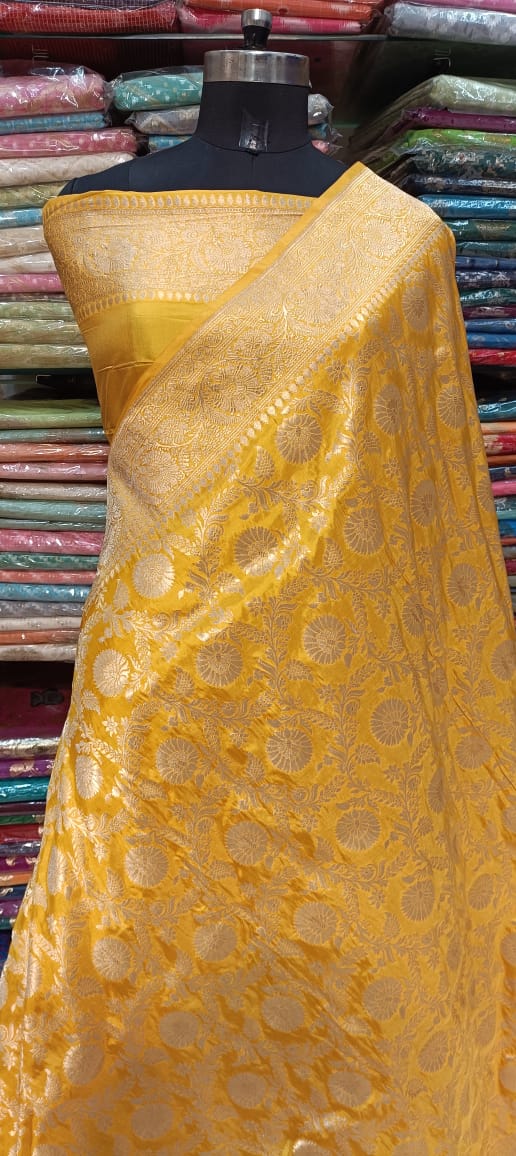 Golden Yellow Banarasi Saree