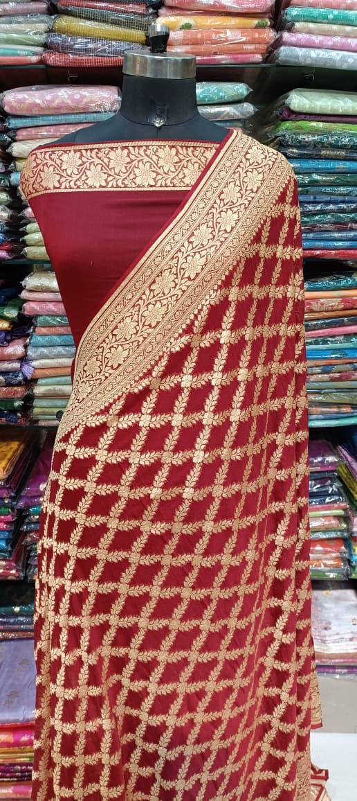 Elegant Maroon Georgette Designer Saree