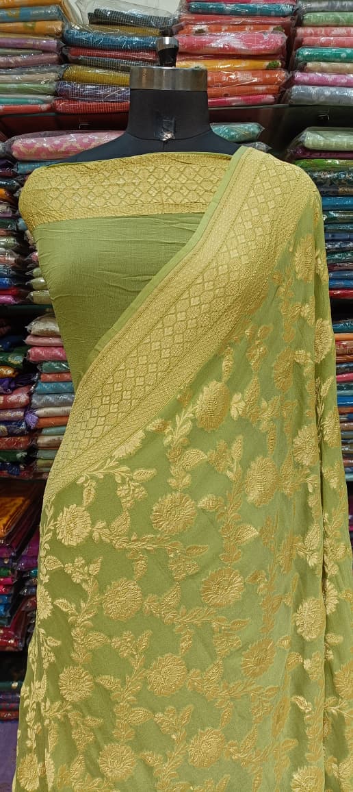 Elegant Olive Green Designer Saree