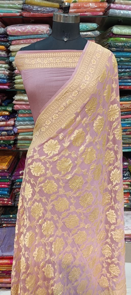 Elegant Lavender Banarasi Saree