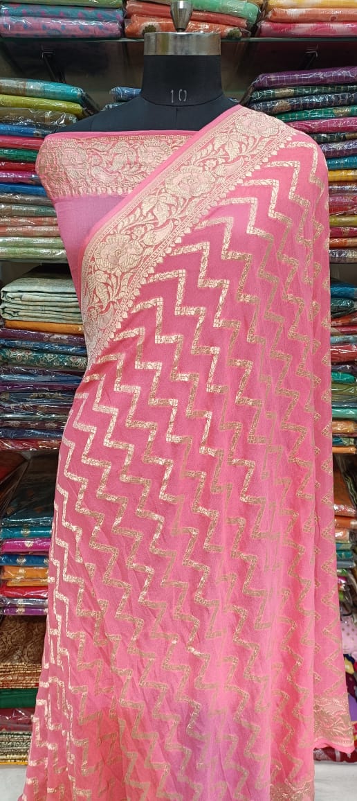 Elegant Pink Banarasi Designer Saree