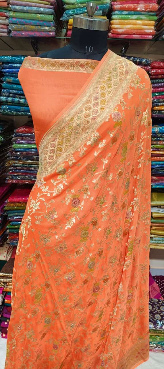 Elegant Orange Designer Saree
