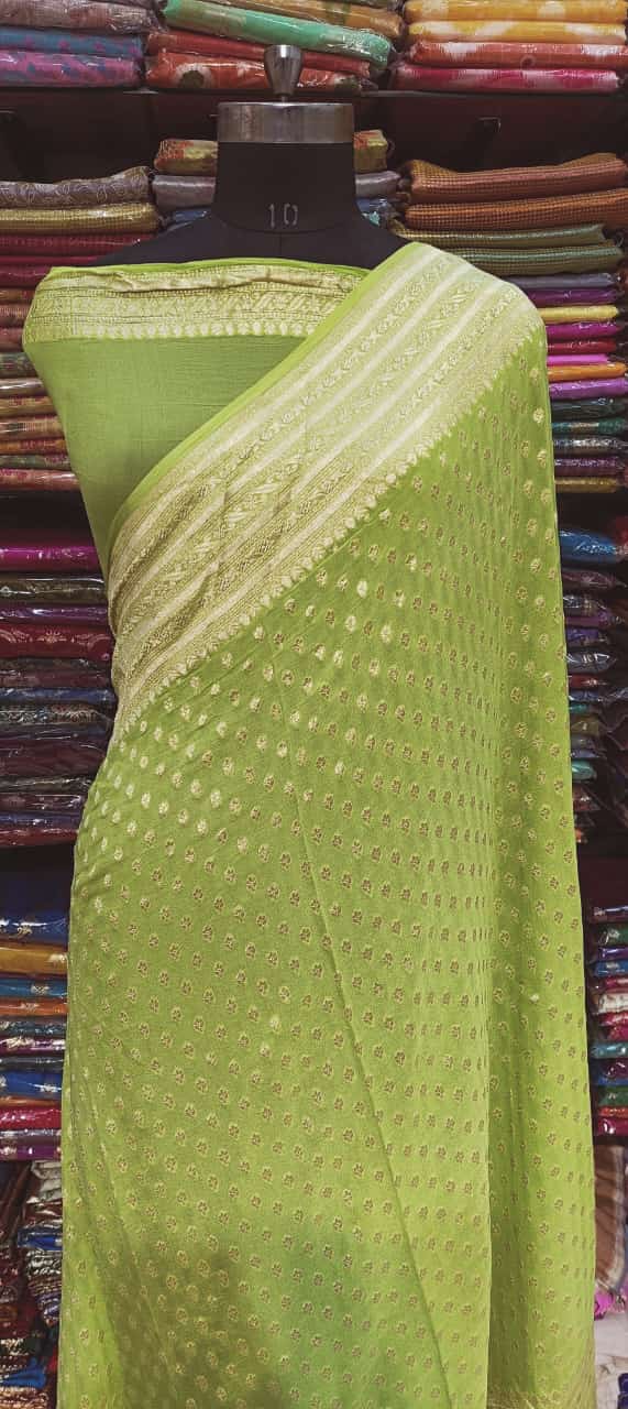 Elegant Green Georgette Silk Saree