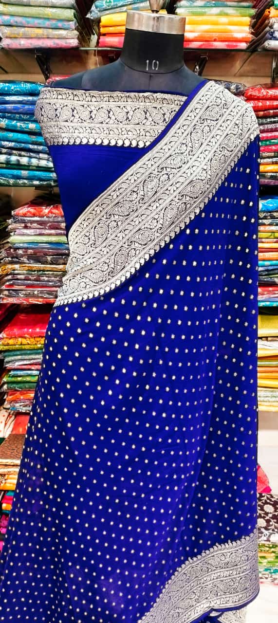 Royal Blue Banarasi Designer Saree